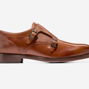 Men's Cole Haan Brown Leather Double Monk Strap Shoes. 11